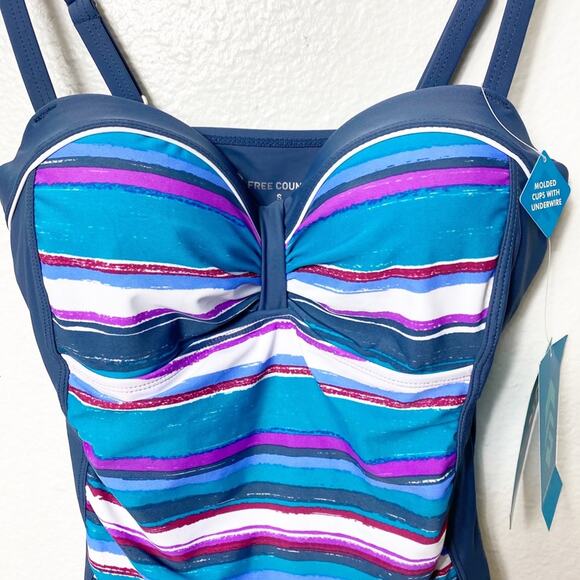 Free Country Striped Colorful Women Swim T… - Picture 4 of 5